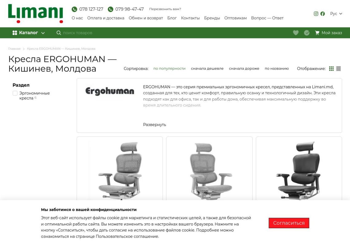 Scaun de birou Ergohuman ergonomic într-un spațiu modern